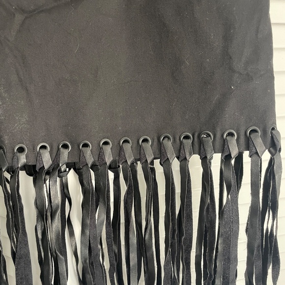 Vintage Black Skirt with Leather Fringes- No Brand- Fits like a Small - Picture 2 of 4